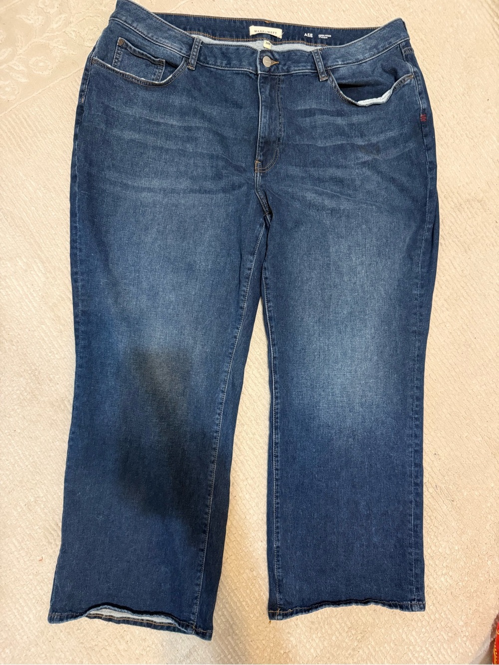 Warp + Weft Women's Straight Leg Jeans in Medium Blue - Picture 2 of 7